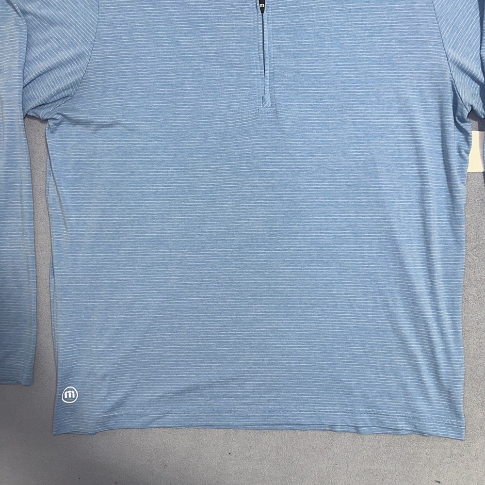 Travis Mathew Striped Performance Quarter Zip Pullover Sweater Blue Mens XXL - Picture 7 of 13